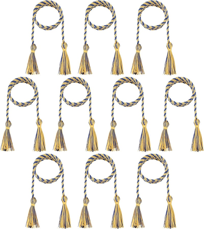 D DODOU 10 Pieces Graduation Cords Polyester Graduation Honor Braided Cords with Sewing Tassels for Bachelor, Master, Doctor 68" Long (Gold Royal Blue) - Image 1